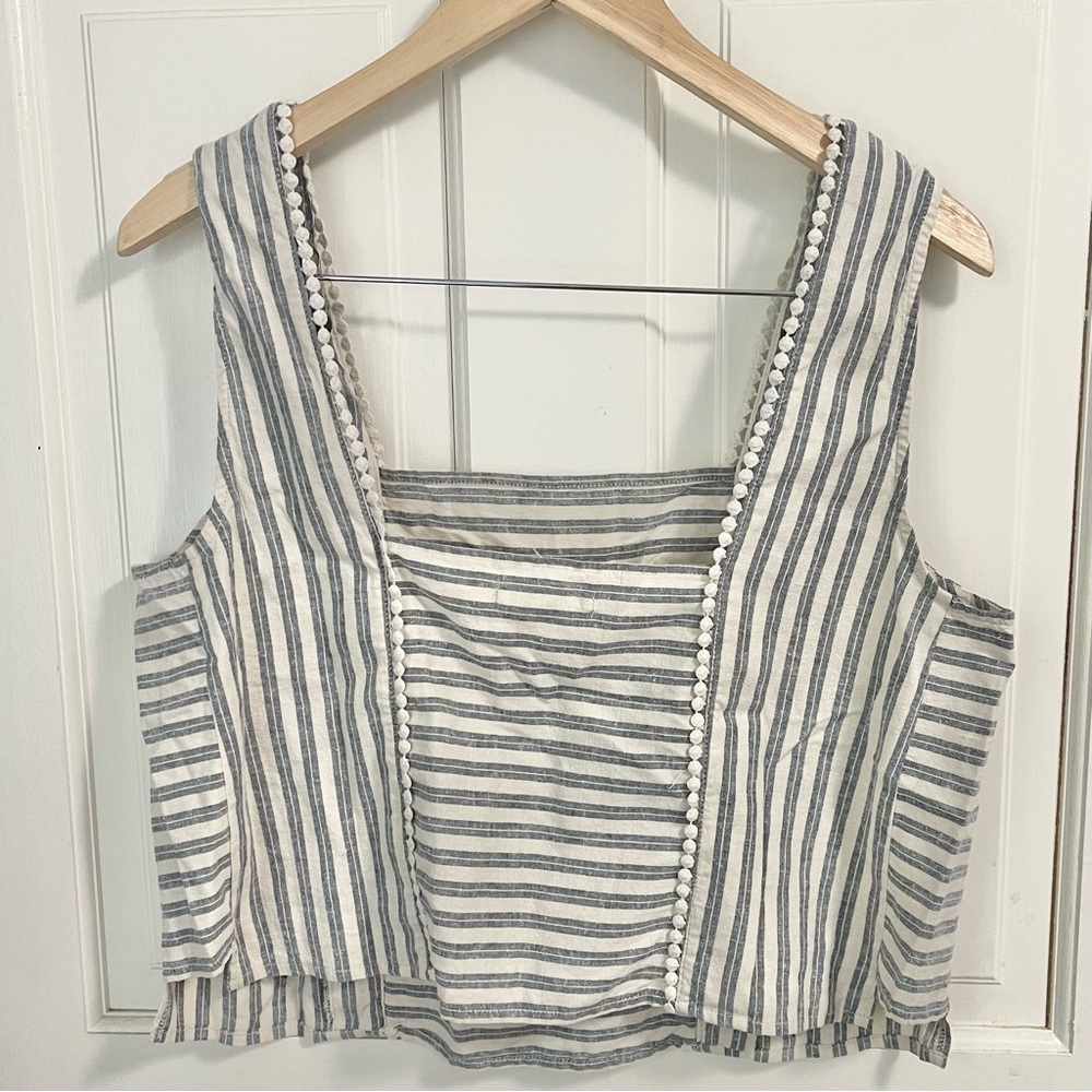 Marine Layer Stella Stripe Top Blouse Size XL Hemp Tencel Summer Lightweight - Picture 9 of 12